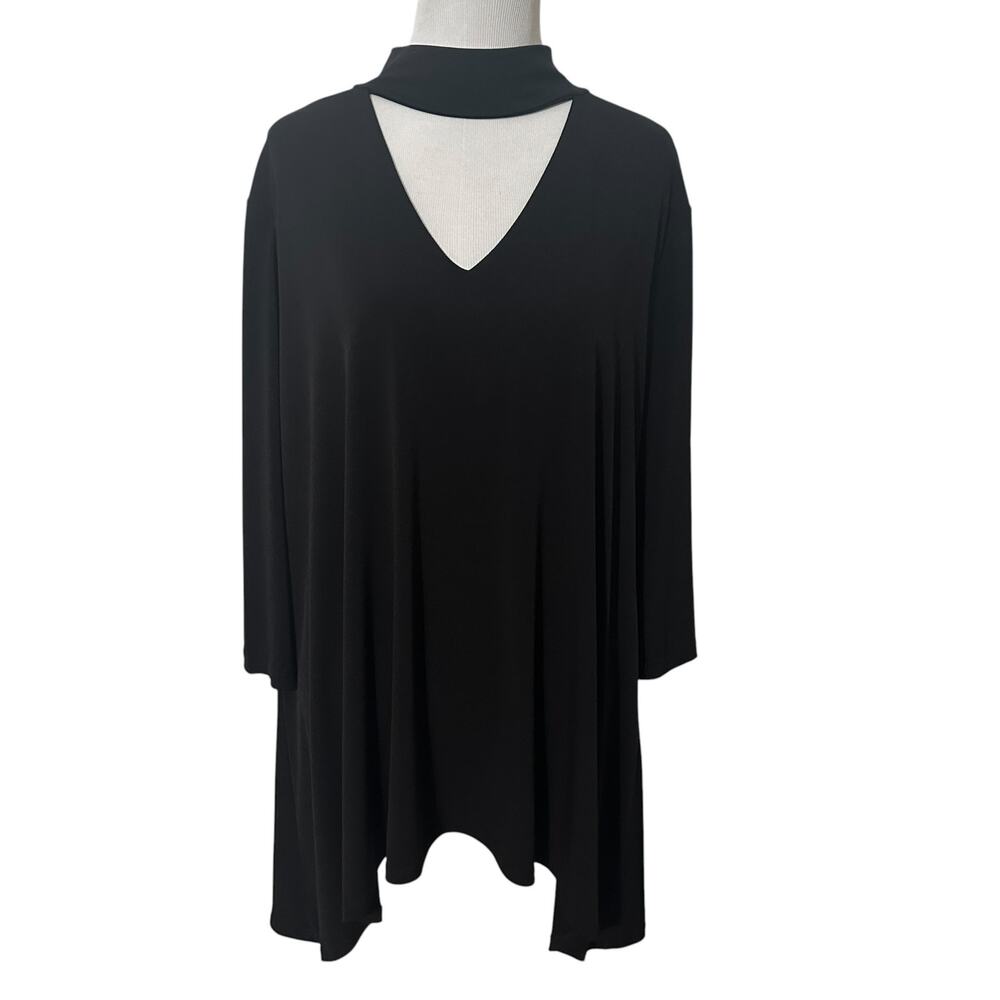 Clara Sun Woo Choker Top Womens Large Black Cut Out Oversized Flowy Asymmetrical